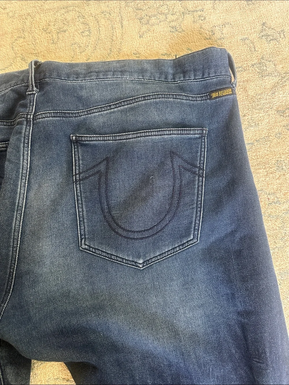 True Religion Men's Dark Blue Slim Denim Joggers Size 42